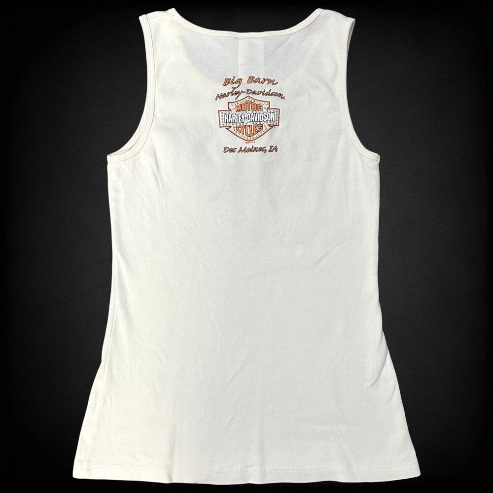 Harley-Davidson Y2K Bedazzled Rhinestone Tank Top | Ivory | Size M - Picture 3 of 6